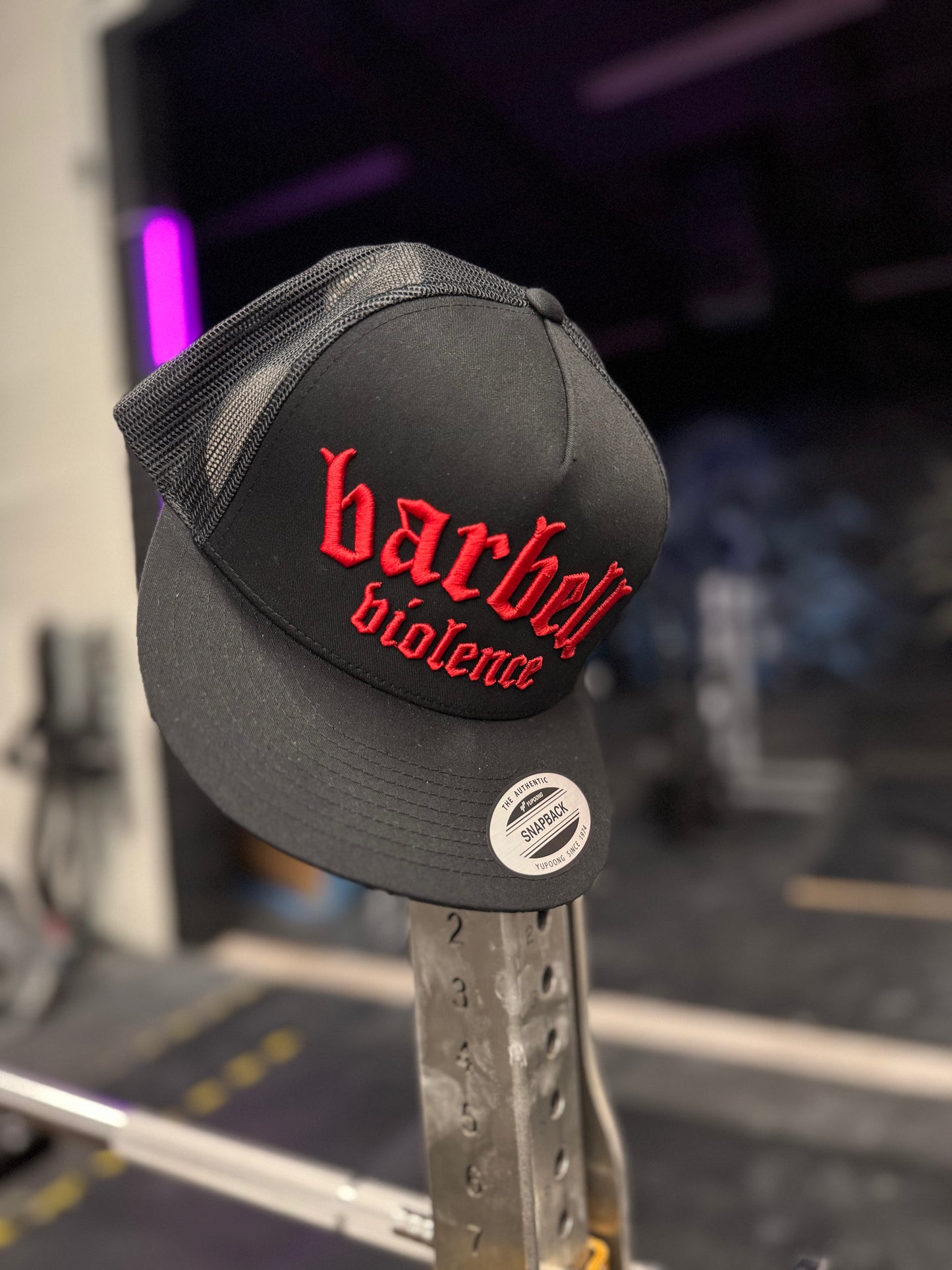 Barbell Violence embroidered trucker snapback